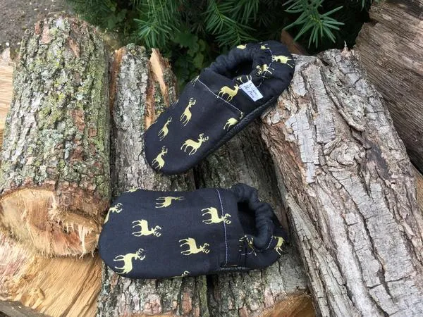 Black & Gold Buck Moccasins