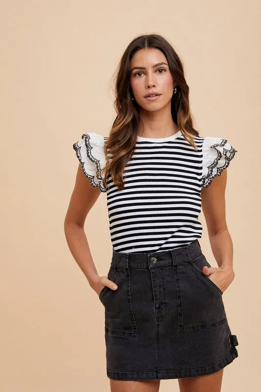Black Cargo Denim Mini Skirt