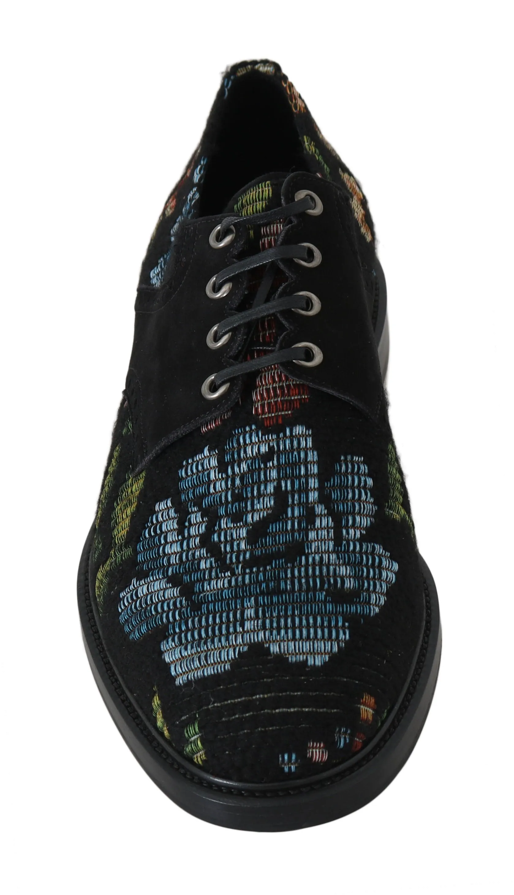 Black Floral Brocade Derby Laceups Shoes