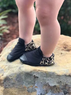 Black High Top with Leopard Heel Moccasins
