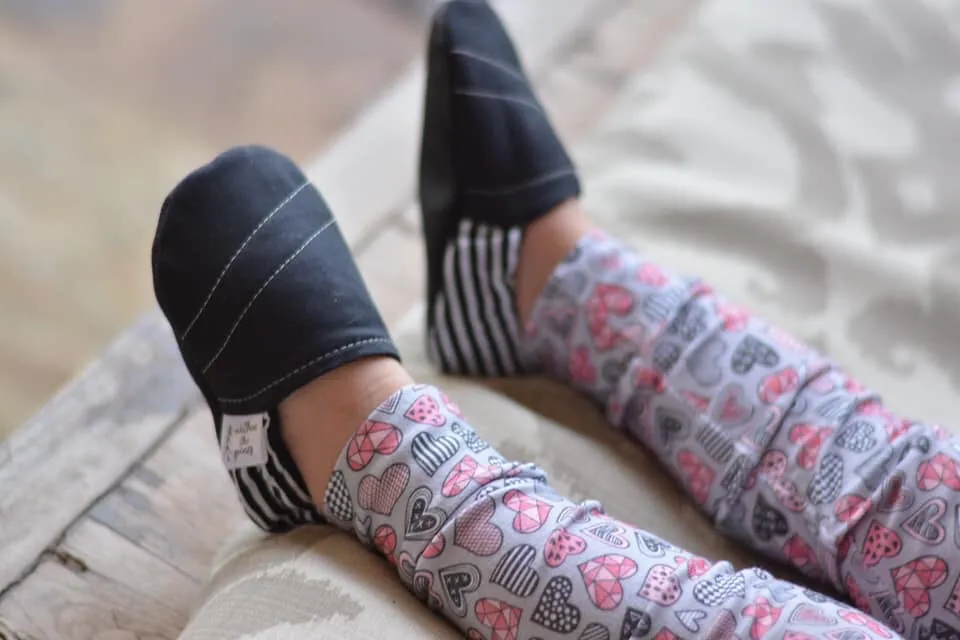 Black Moccs with Stripe Heel