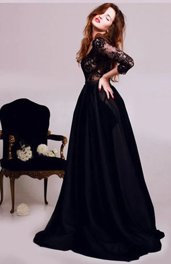 Black prom dress,A-line evening dresses,Long prom dress,Dress for Prom,prom dress,SVD304