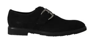 Black Suede Monkstrap Dress Formal Shoes