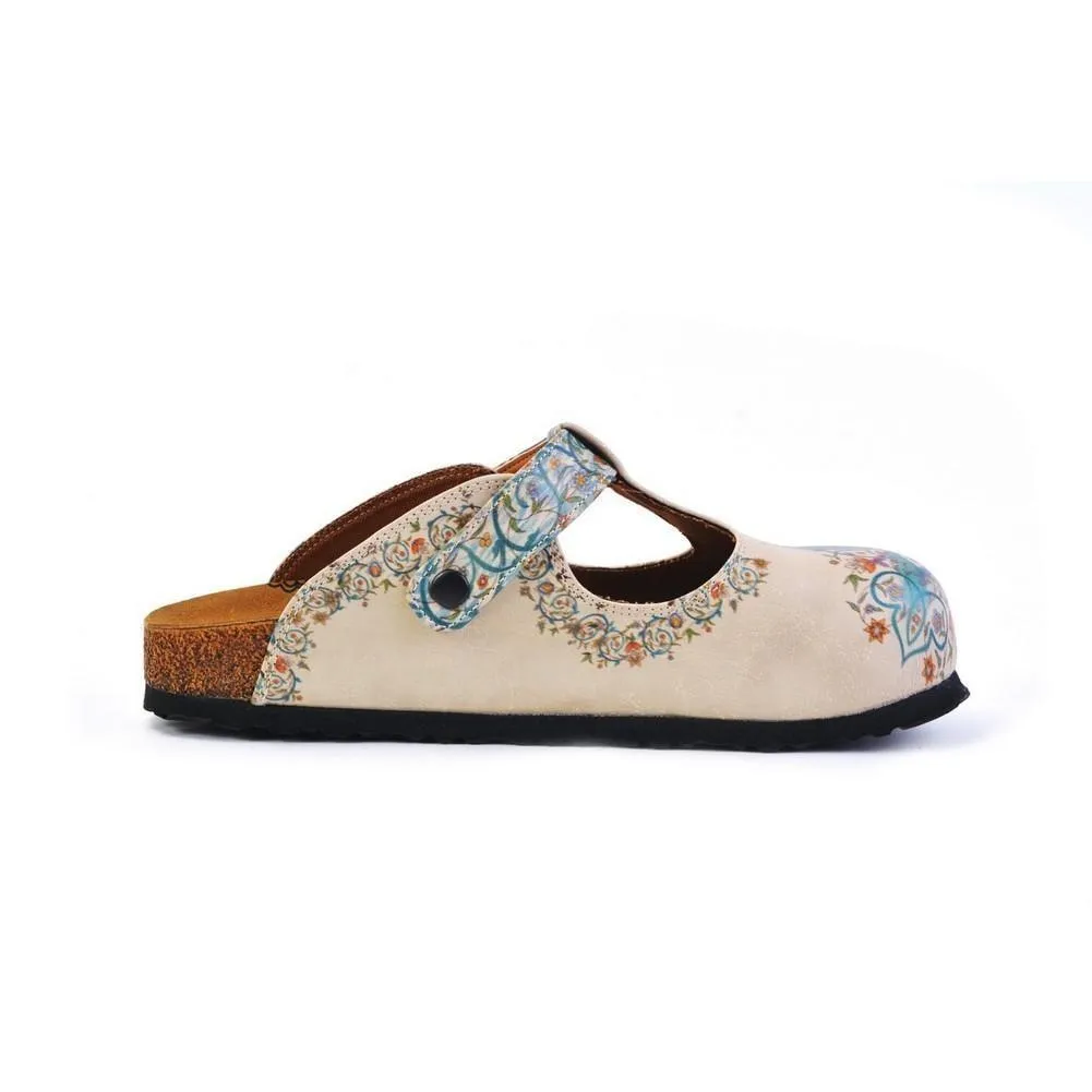 Blue and Purple Colored Mixed Flowers Patterned Clogs - CAL1501