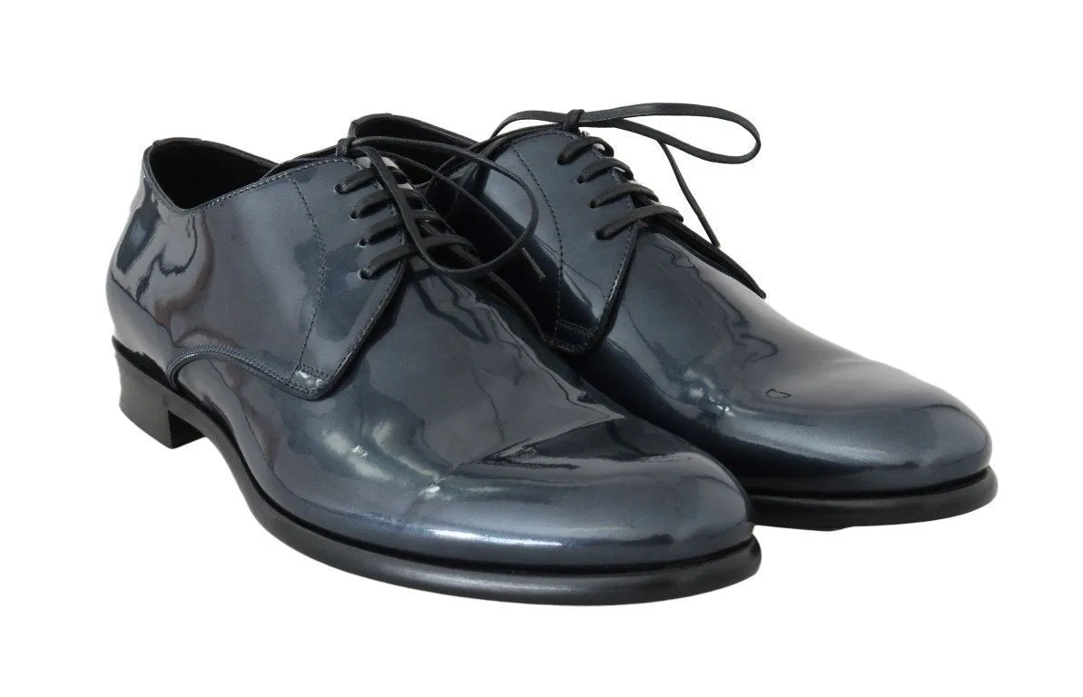 Blue Patent Leather Formal Shoes