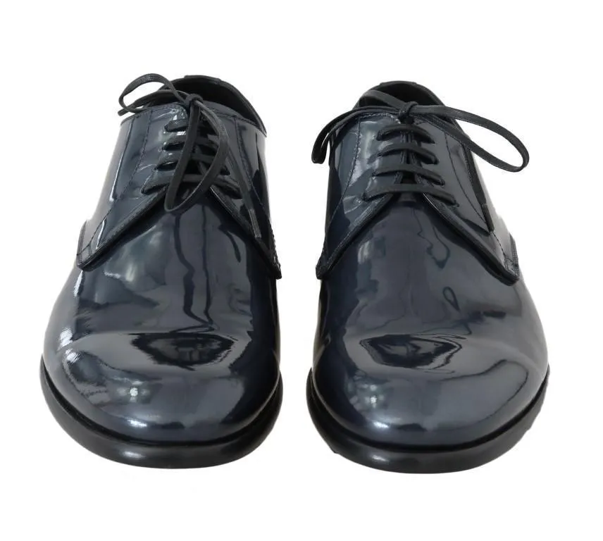 Blue Patent Leather Formal Shoes