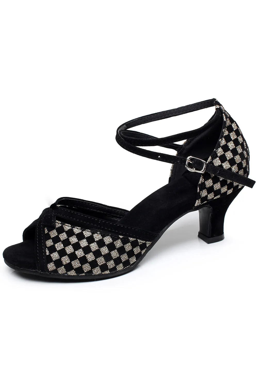 Blue Plaid Pointed Sandal 1920s Heel