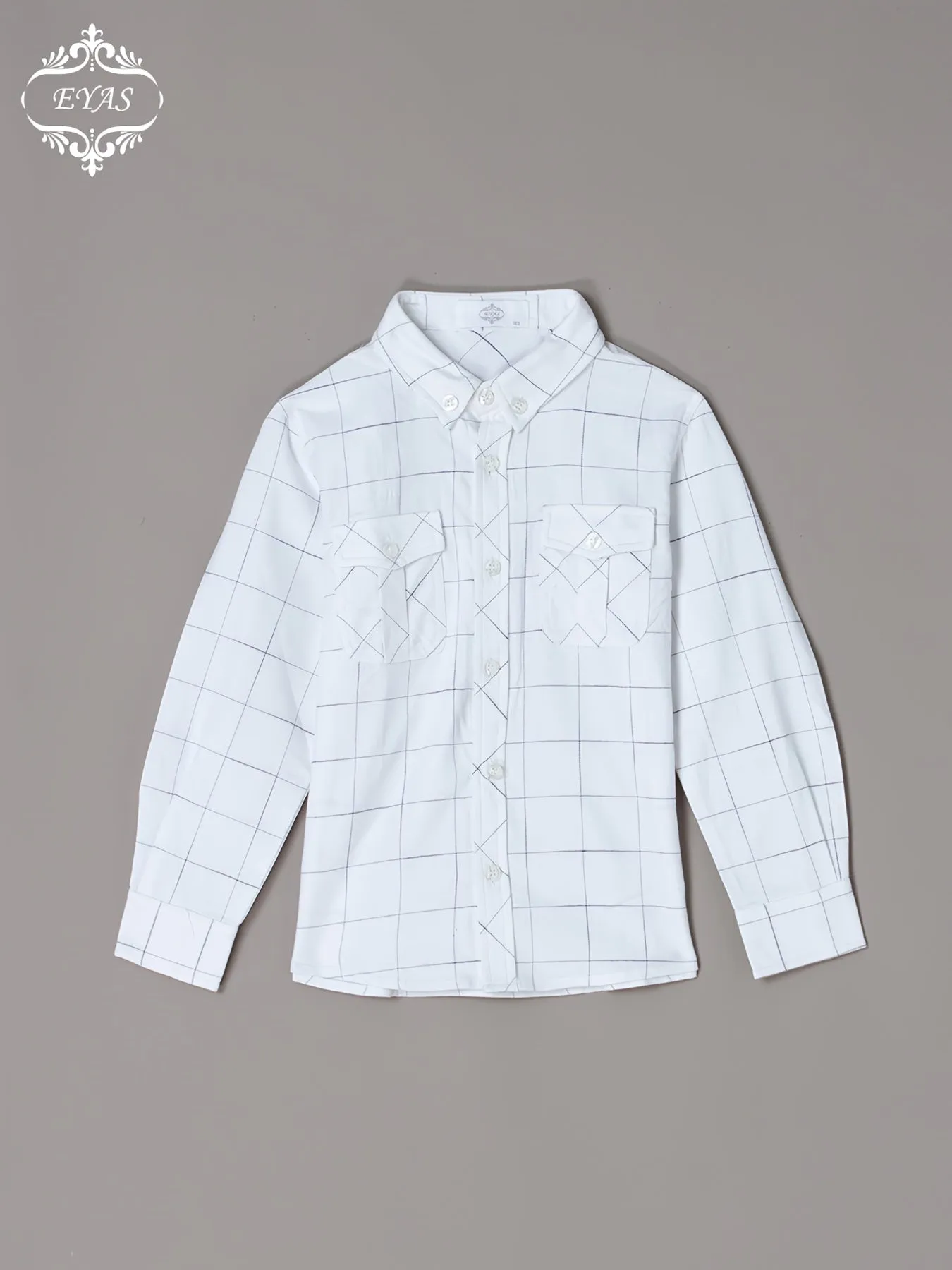 Boys' Casual Cotton Plaid Shirt with Pocket