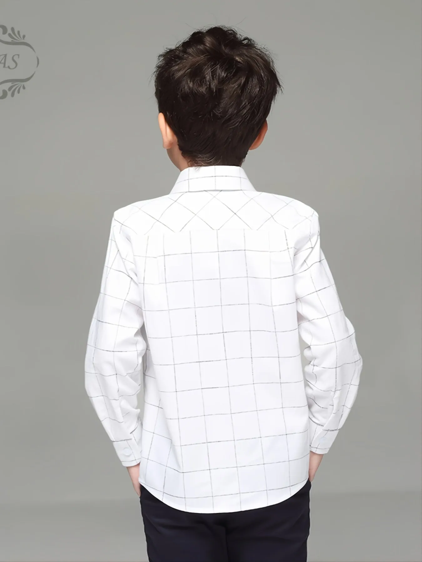 Boys' Casual Cotton Plaid Shirt with Pocket