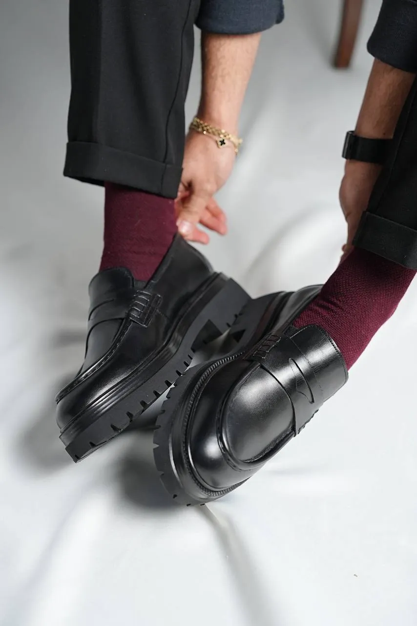 Brabion Marco Leather Black Loafer Shoes