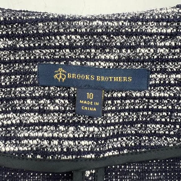 Brooks Brothers Stripe Knit Blazer Navy Blue