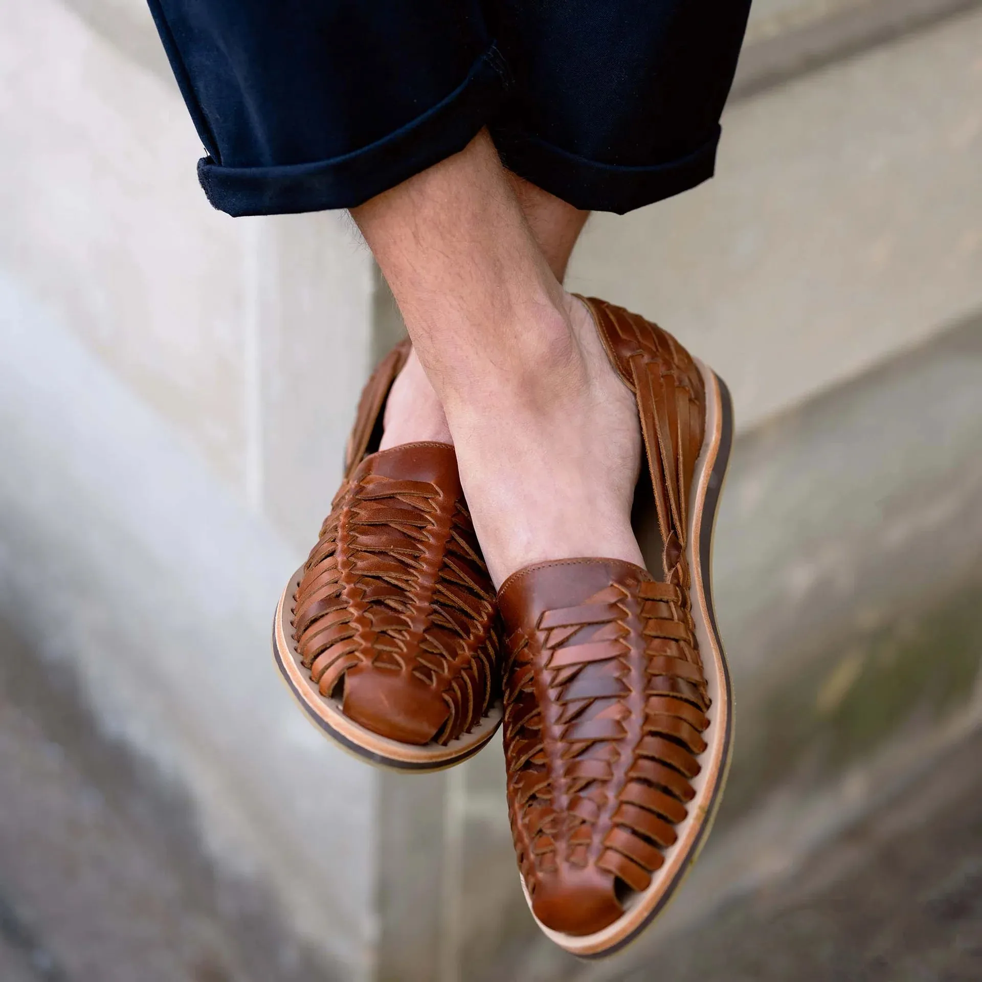 Brown Braided Leather Sandal Loafers - Loafers Shoes