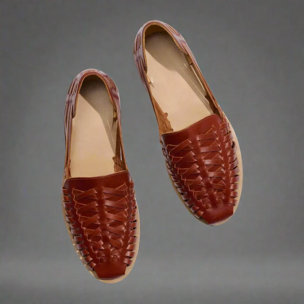 Brown Braided Leather Sandal Loafers - Loafers Shoes