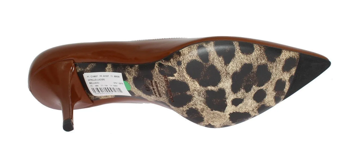Brown Classic Heels Leather Pumps