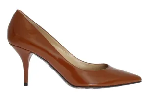 Brown Classic Heels Leather Pumps