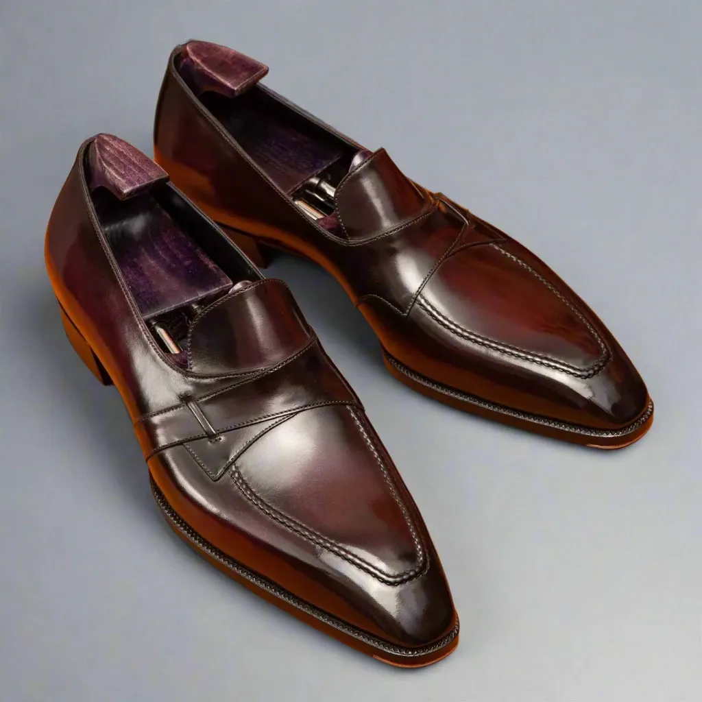 Brown Leather Ibiza Slip On Crossed Component Loafers - Loafers