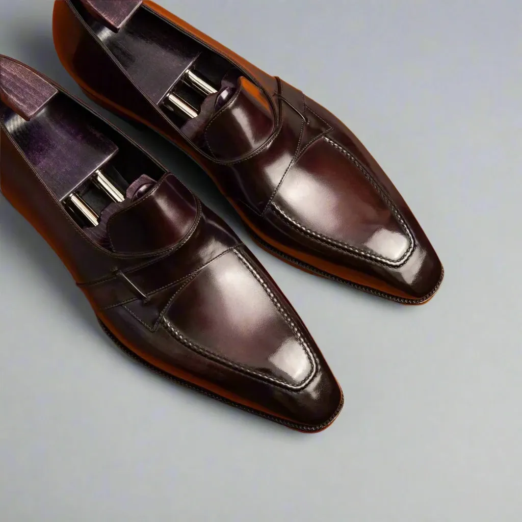 Brown Leather Ibiza Slip On Crossed Component Loafers - Loafers