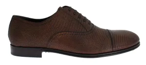Brown Lizard Skin Laceups Dress Shoes