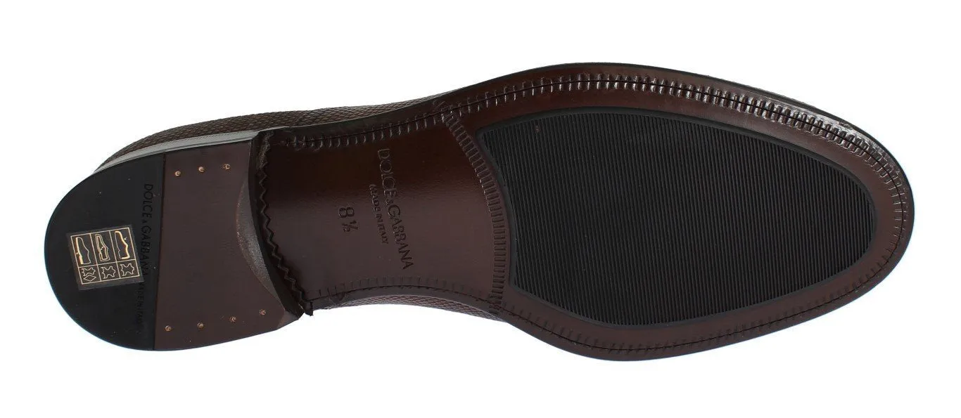 Brown Lizard Skin Laceups Dress Shoes
