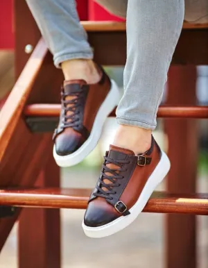 Brown Mid Top Monk Strap Sneakers