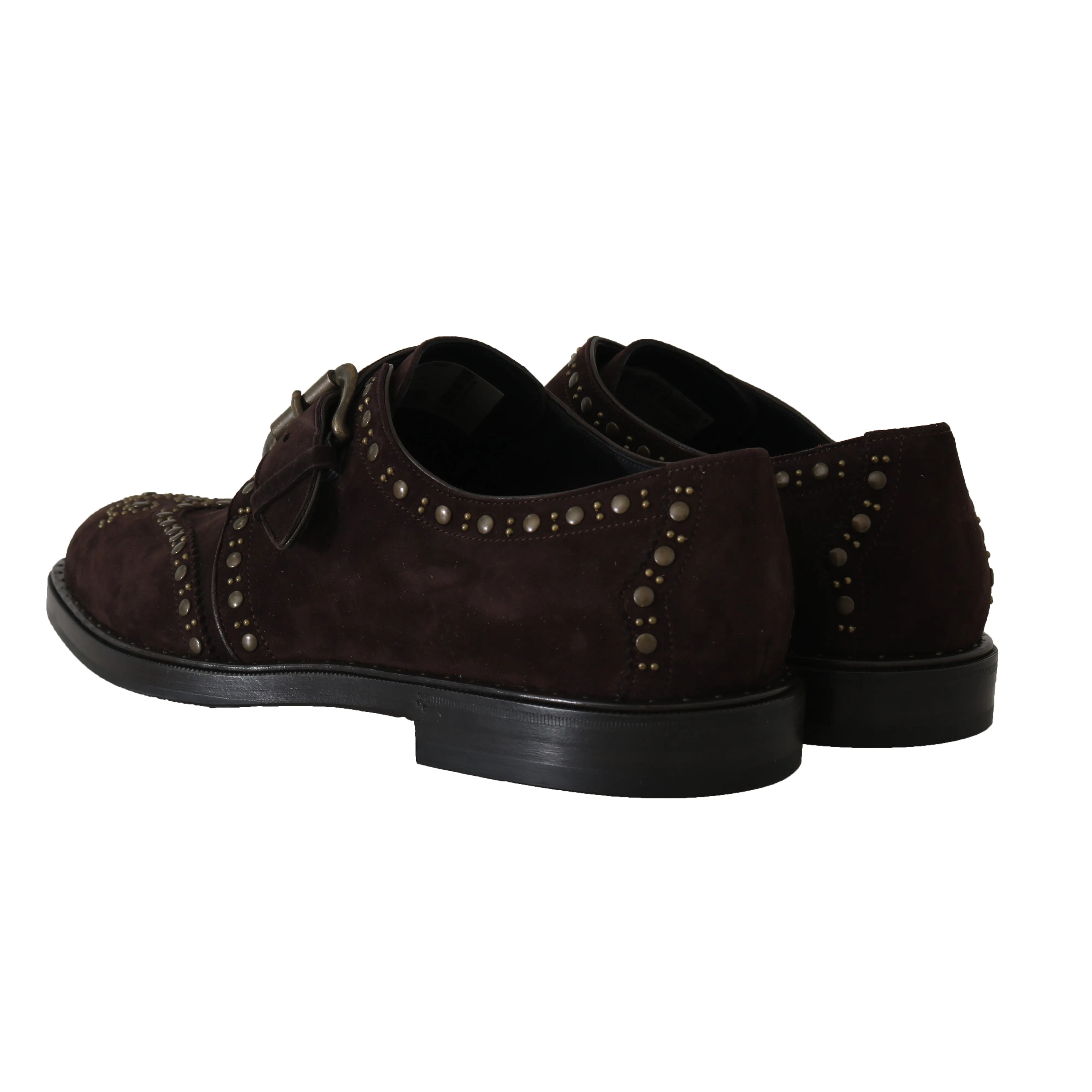 Brown Suede Monkstrap Silver Studded Shoes
