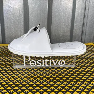 Buscemi Greenwich White Leather Slippers