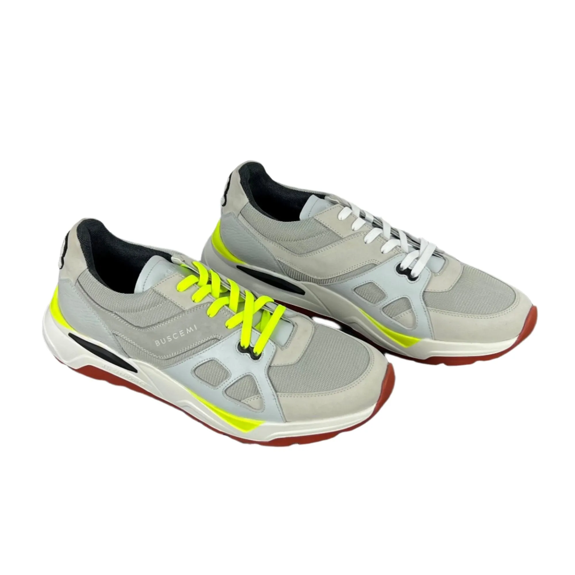 Buscemi Men's B Runner Grey Leather Sneakers SAMPLE