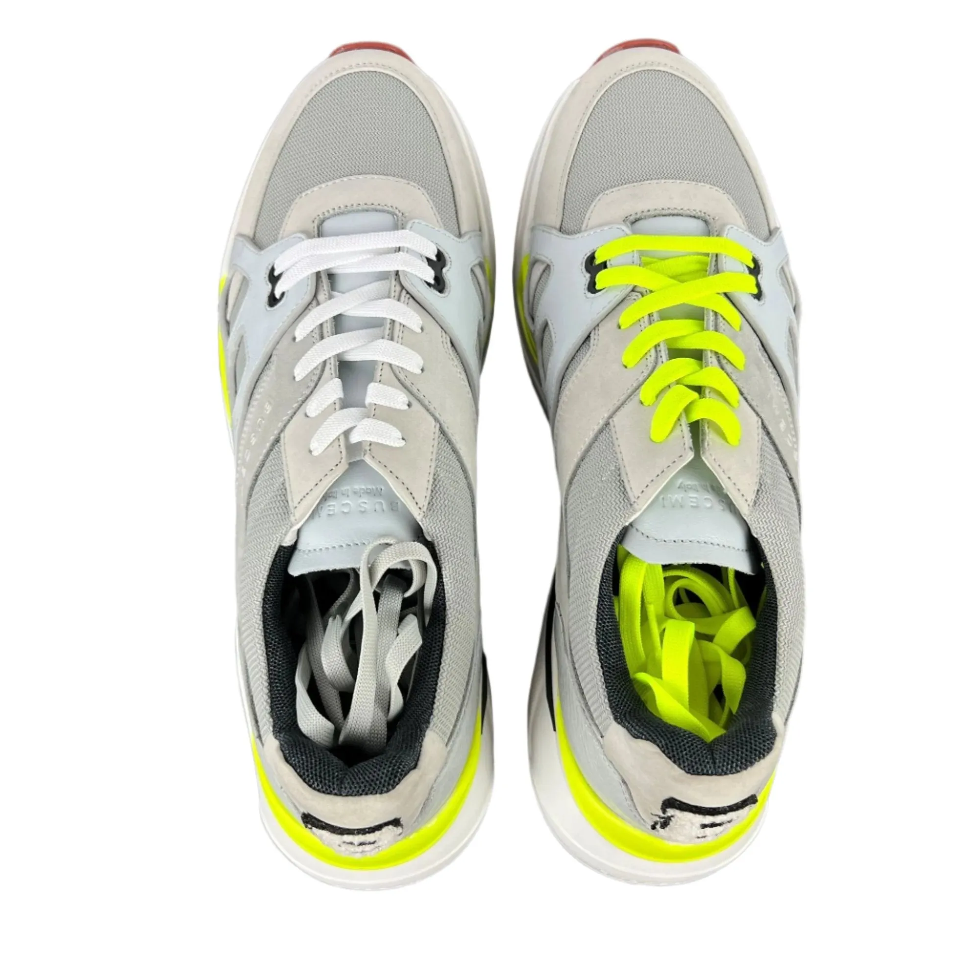 Buscemi Men's B Runner Grey Leather Sneakers SAMPLE