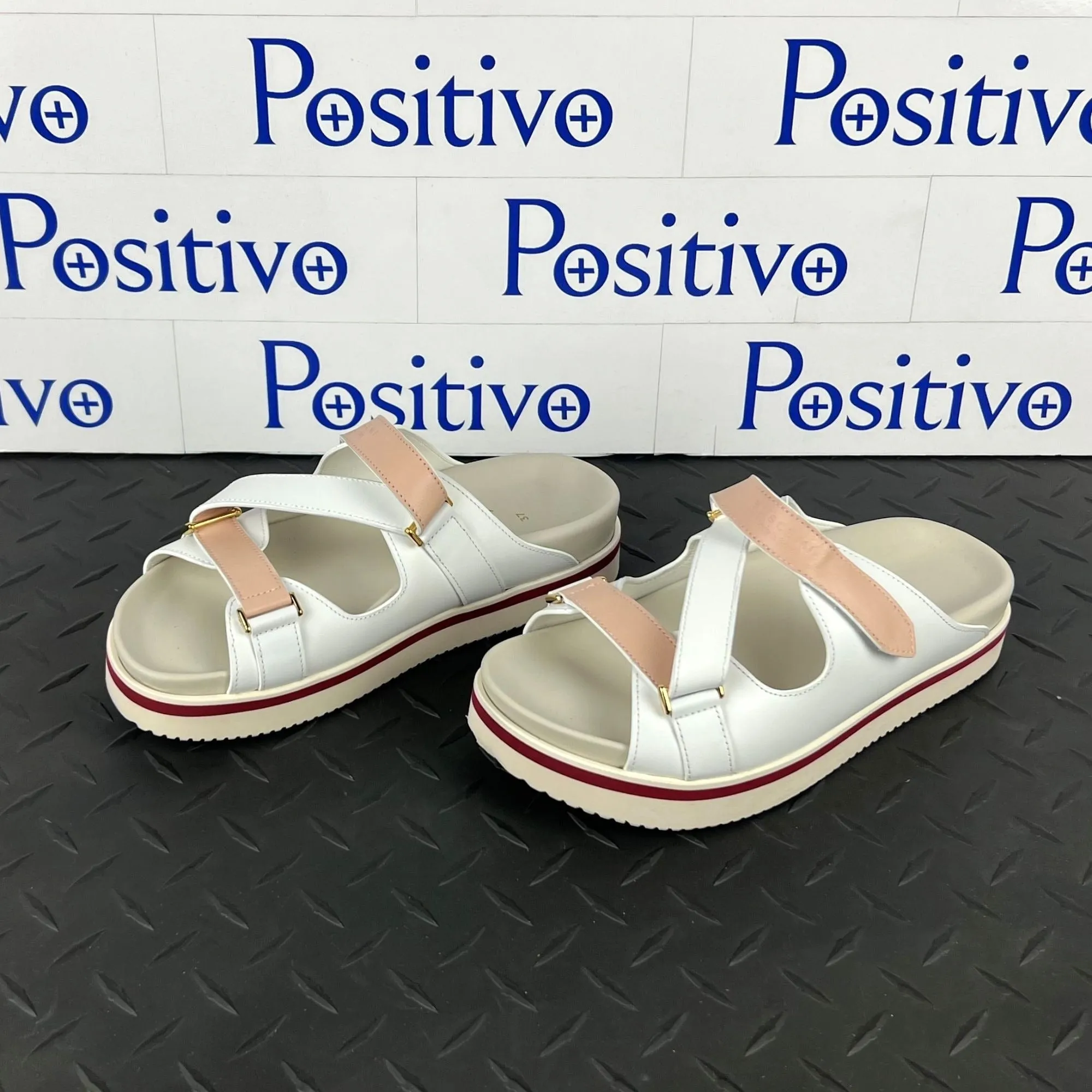 Buscemi Women's Sandal Strap White Trio Leather Sandals
