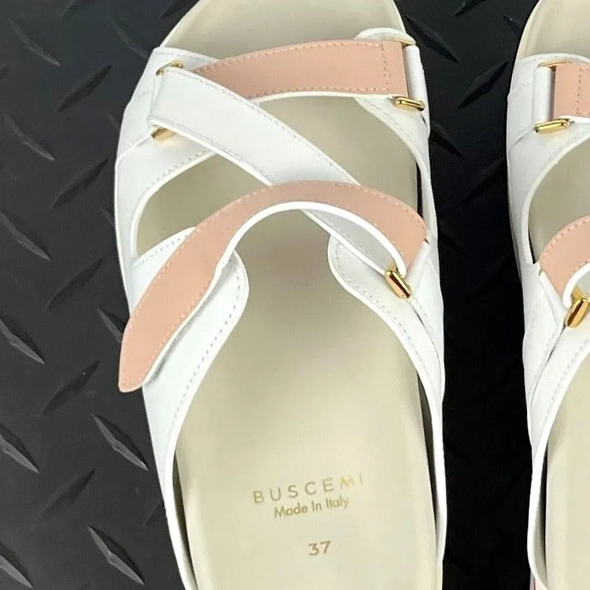 Buscemi Women's Sandal Strap White Trio Leather Sandals