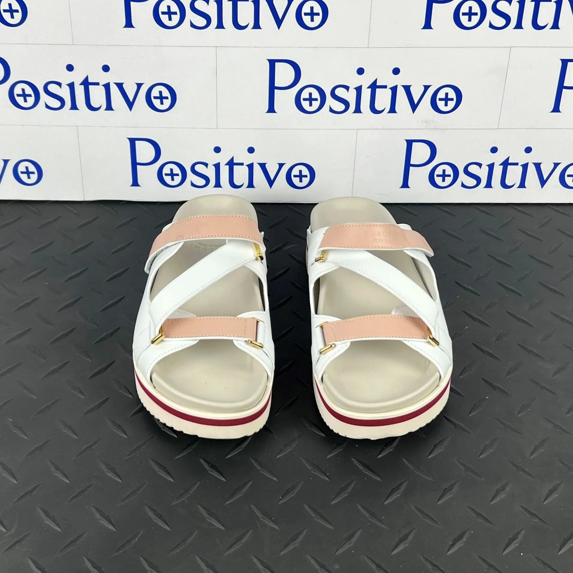 Buscemi Women's Sandal Strap White Trio Leather Sandals