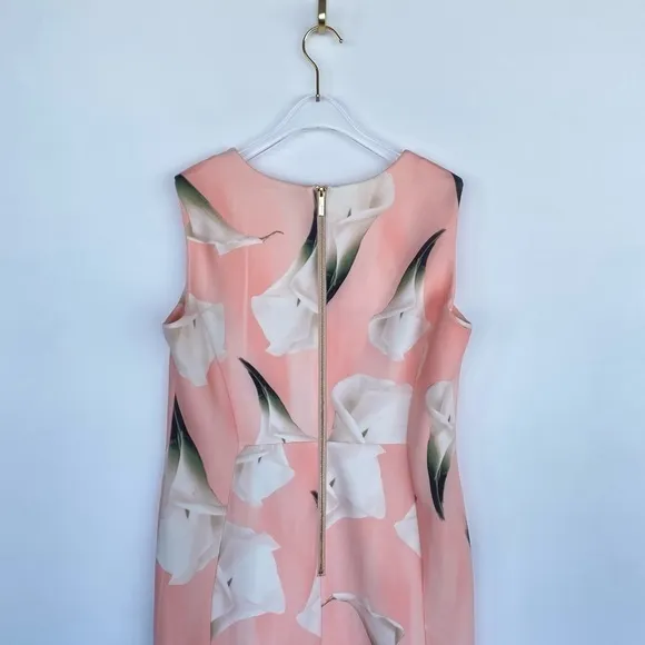 CALVIN KLEIN Calla Lily Print Sleeveless Ponte Knit Dress Womens size 14