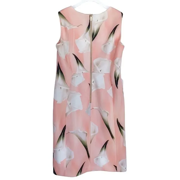 CALVIN KLEIN Calla Lily Print Sleeveless Ponte Knit Dress Womens size 14