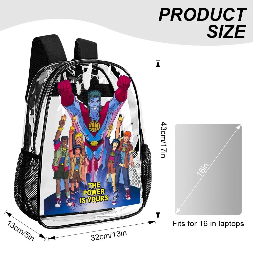 Captain Planet Transparent Backpack 17 Inch