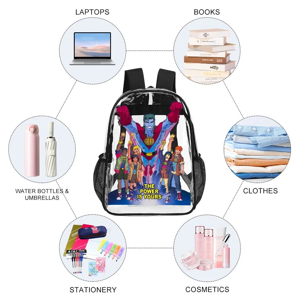 Captain Planet Transparent Backpack 17 Inch