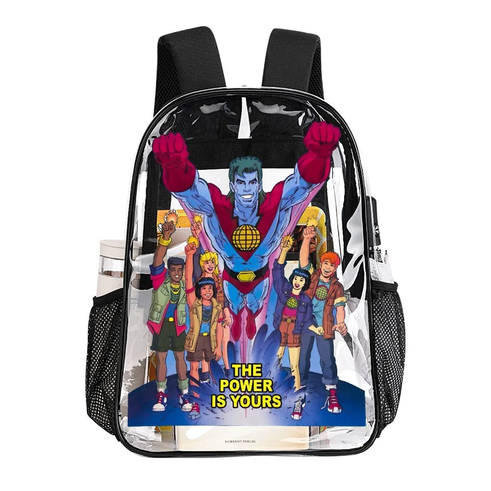 Captain Planet Transparent Backpack 17 Inch