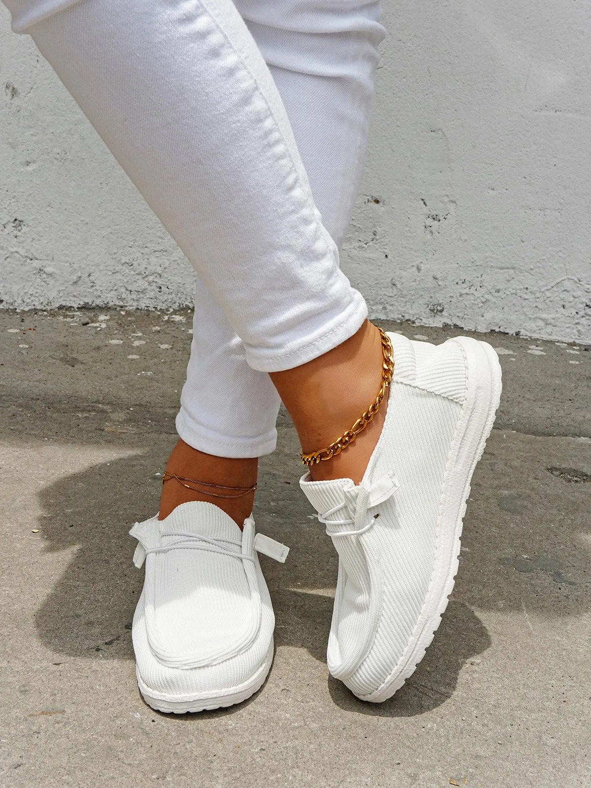 Casual Light Lace Up Flats Canvas Shoes
