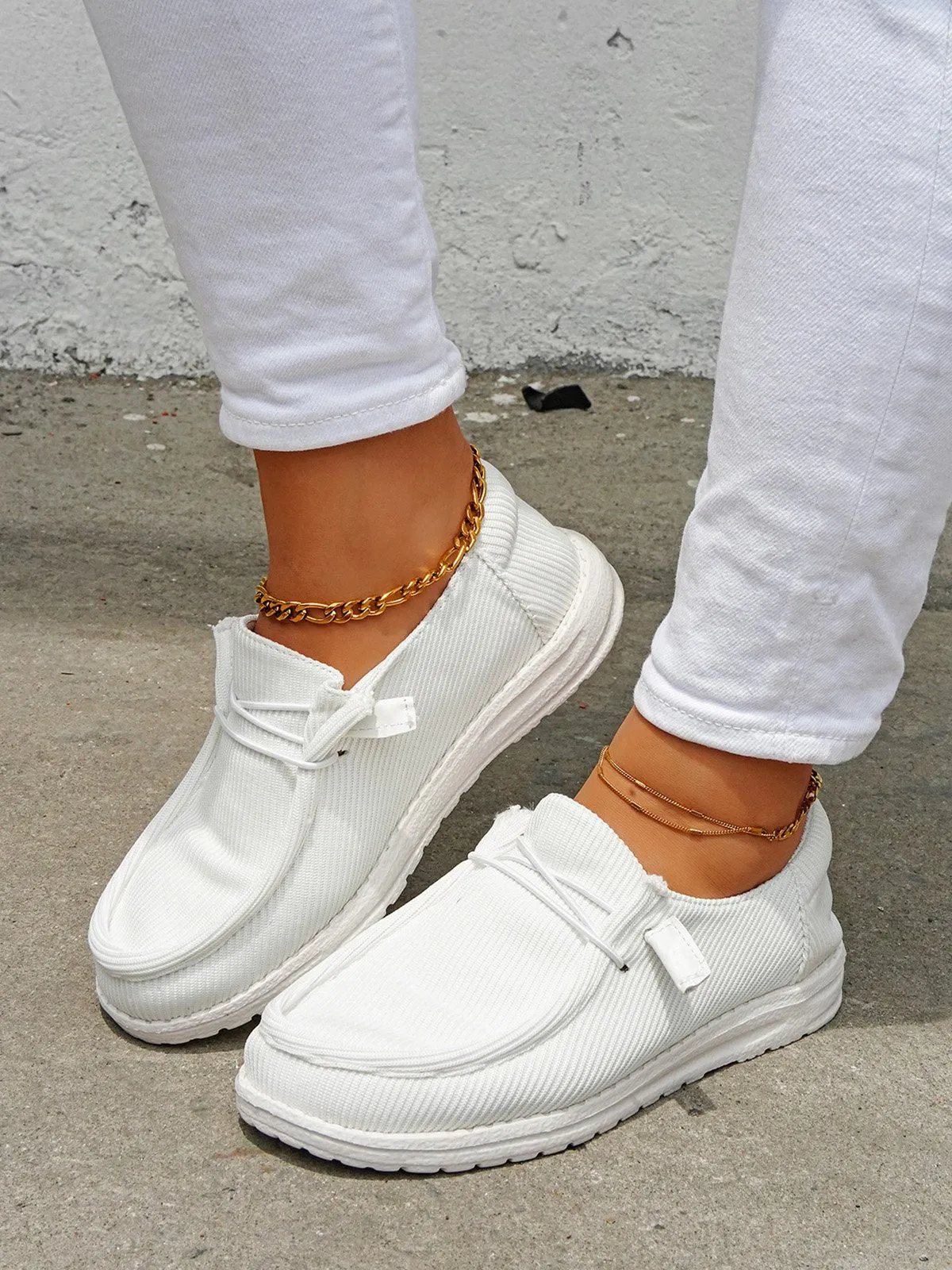 Casual Light Lace Up Flats Canvas Shoes