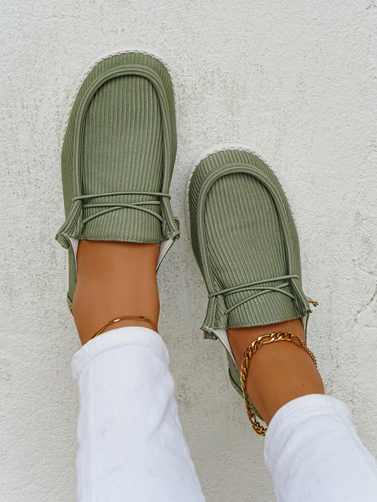 Casual Light Lace Up Flats Canvas Shoes