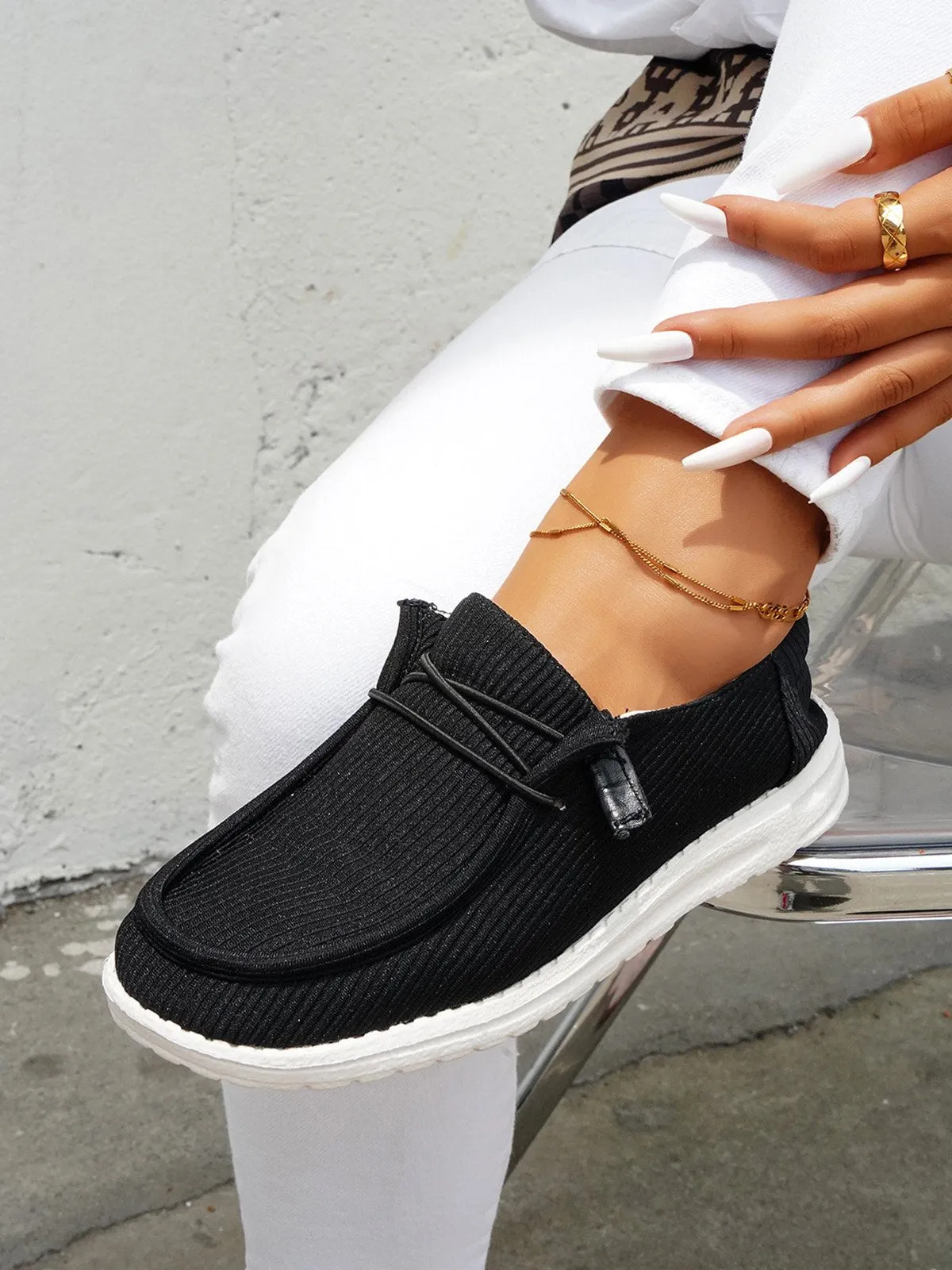 Casual Light Lace Up Flats Canvas Shoes