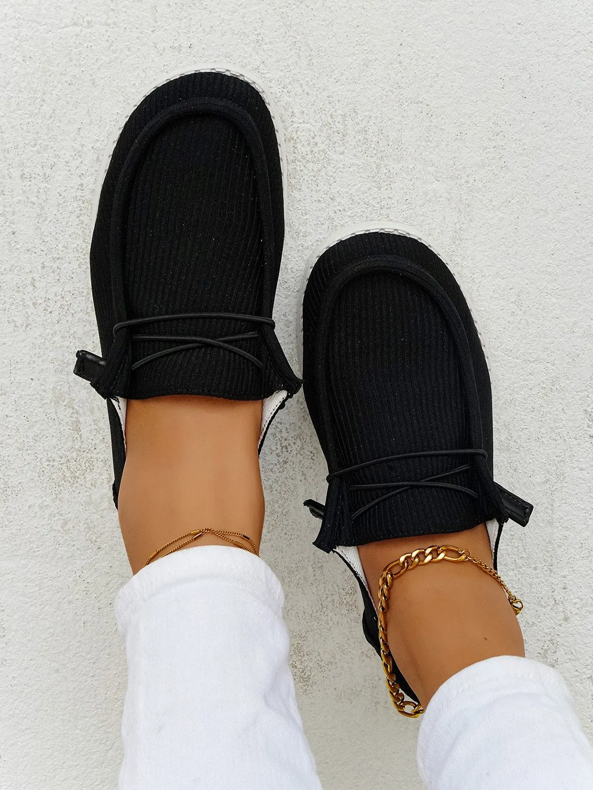 Casual Light Lace Up Flats Canvas Shoes
