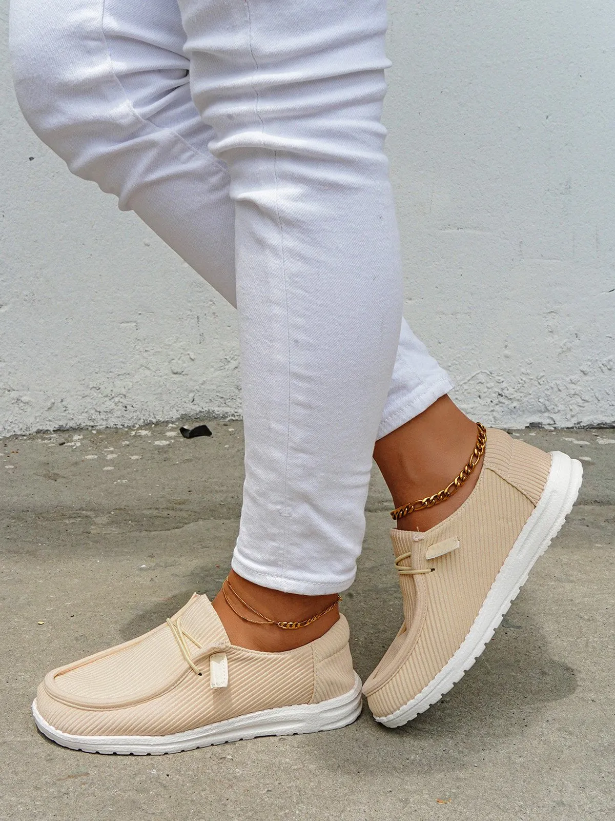 Casual Light Lace Up Flats Canvas Shoes