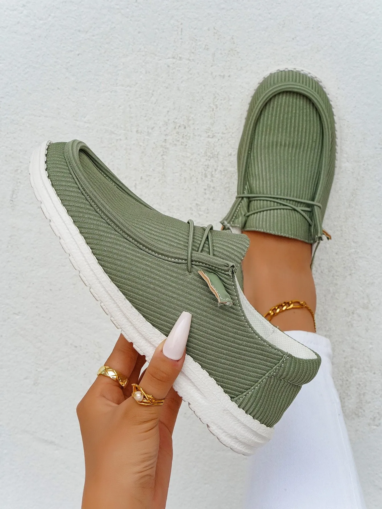 Casual Light Lace Up Flats Canvas Shoes