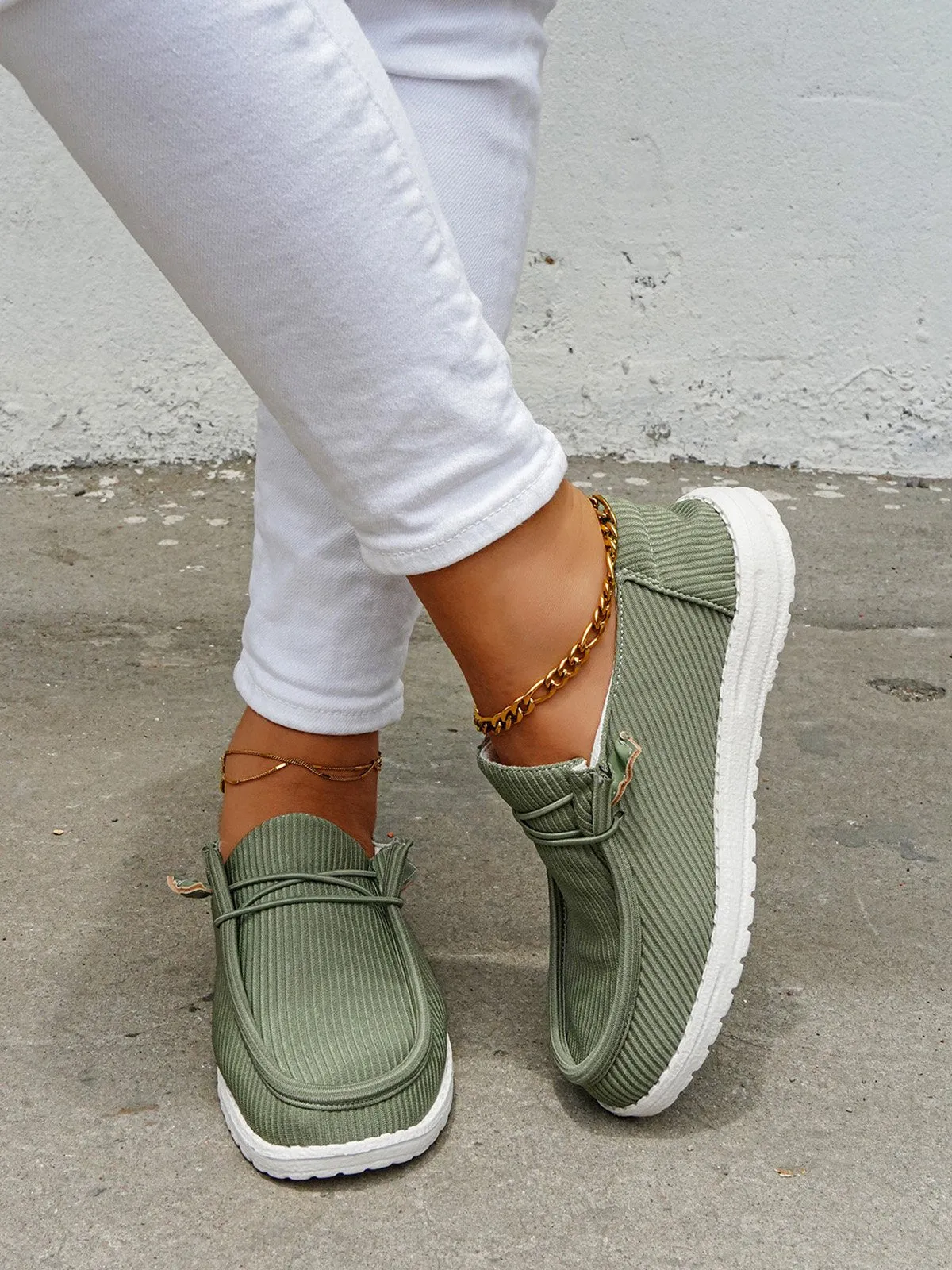 Casual Light Lace Up Flats Canvas Shoes