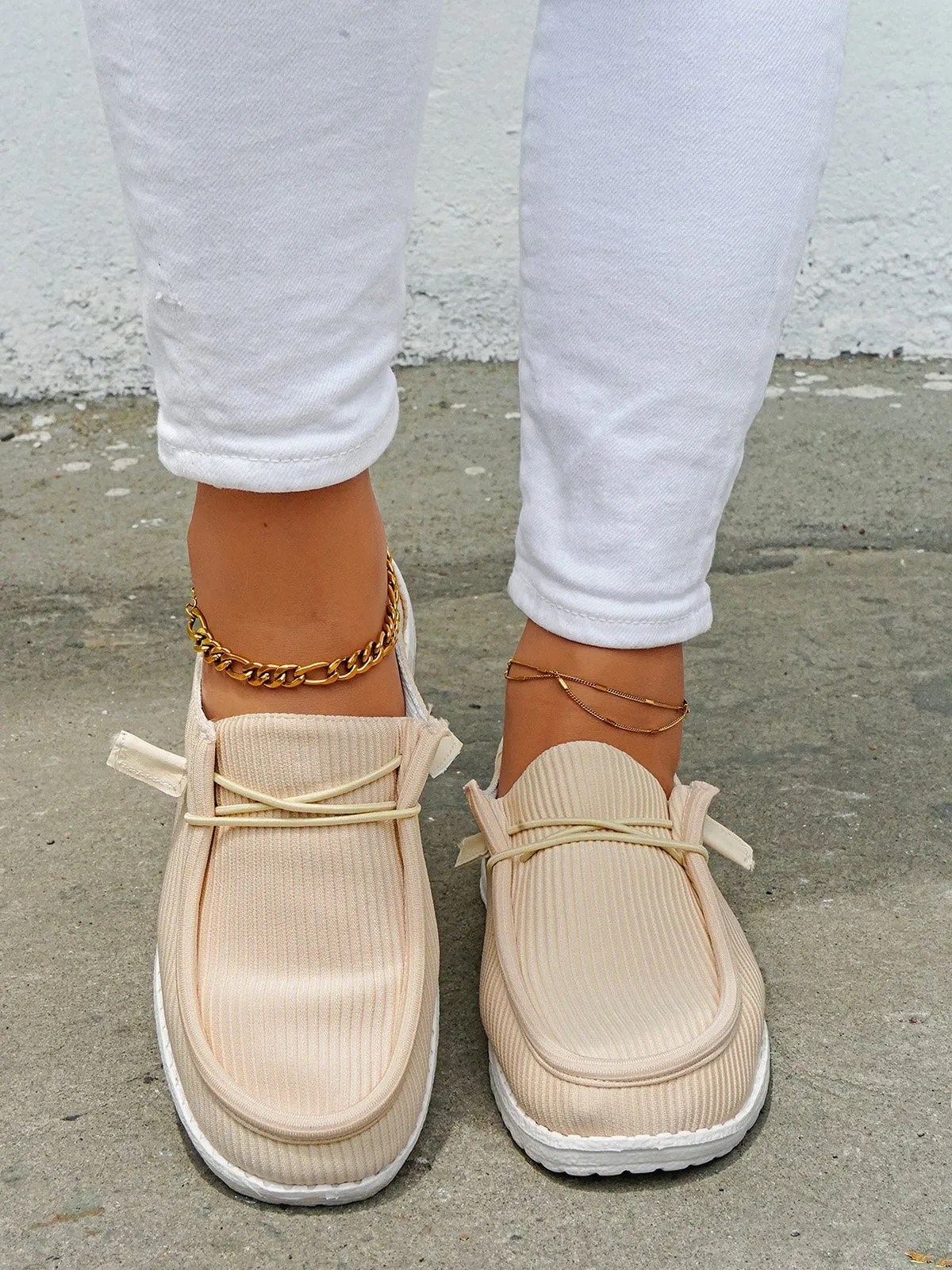 Casual Light Lace Up Flats Canvas Shoes