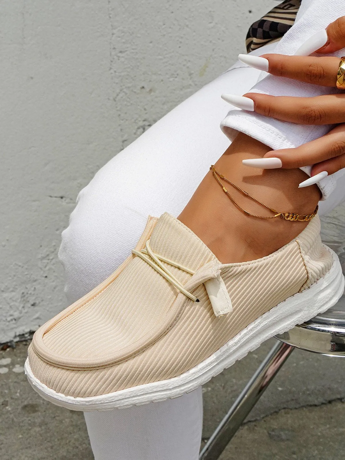 Casual Light Lace Up Flats Canvas Shoes
