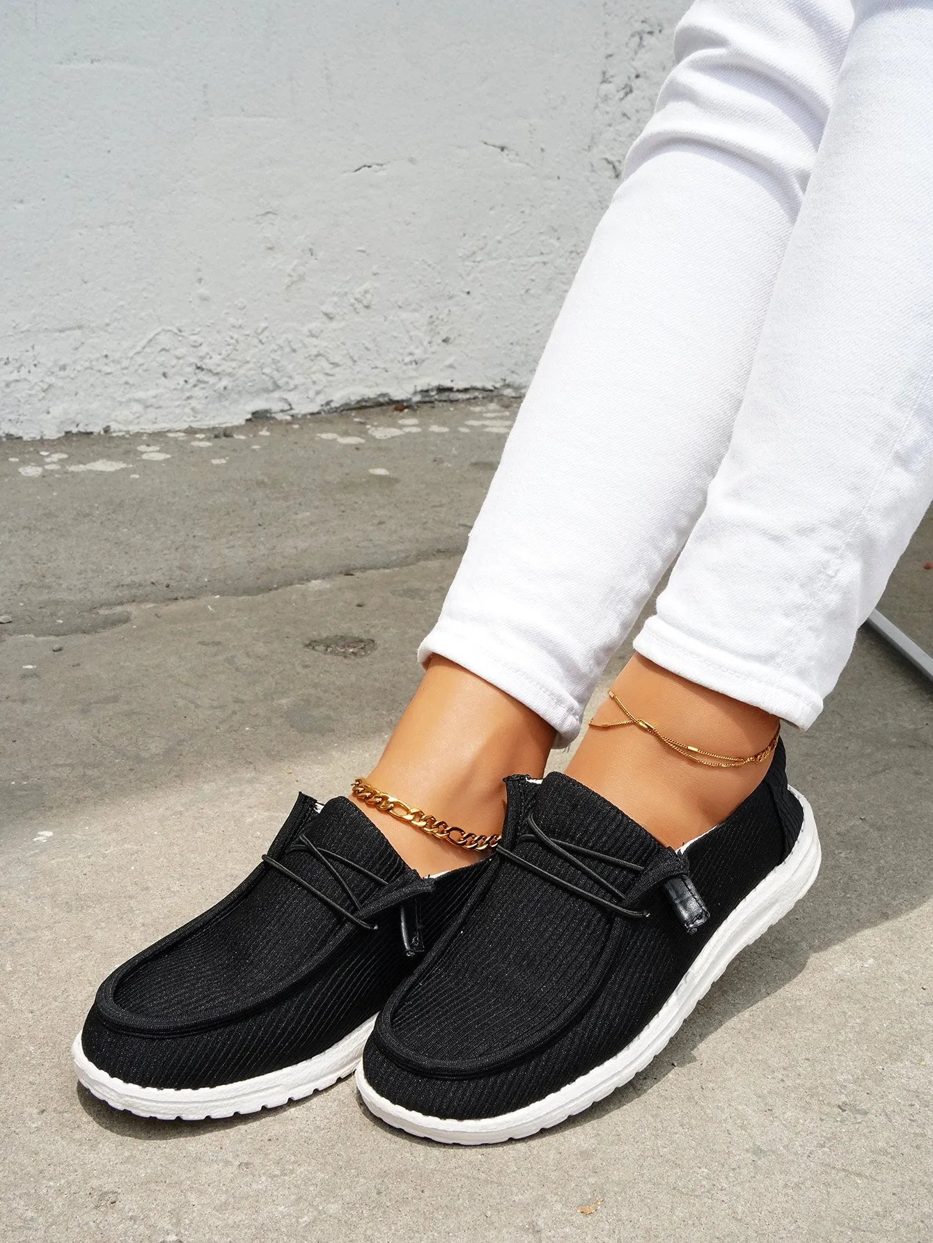 Casual Light Lace Up Flats Canvas Shoes