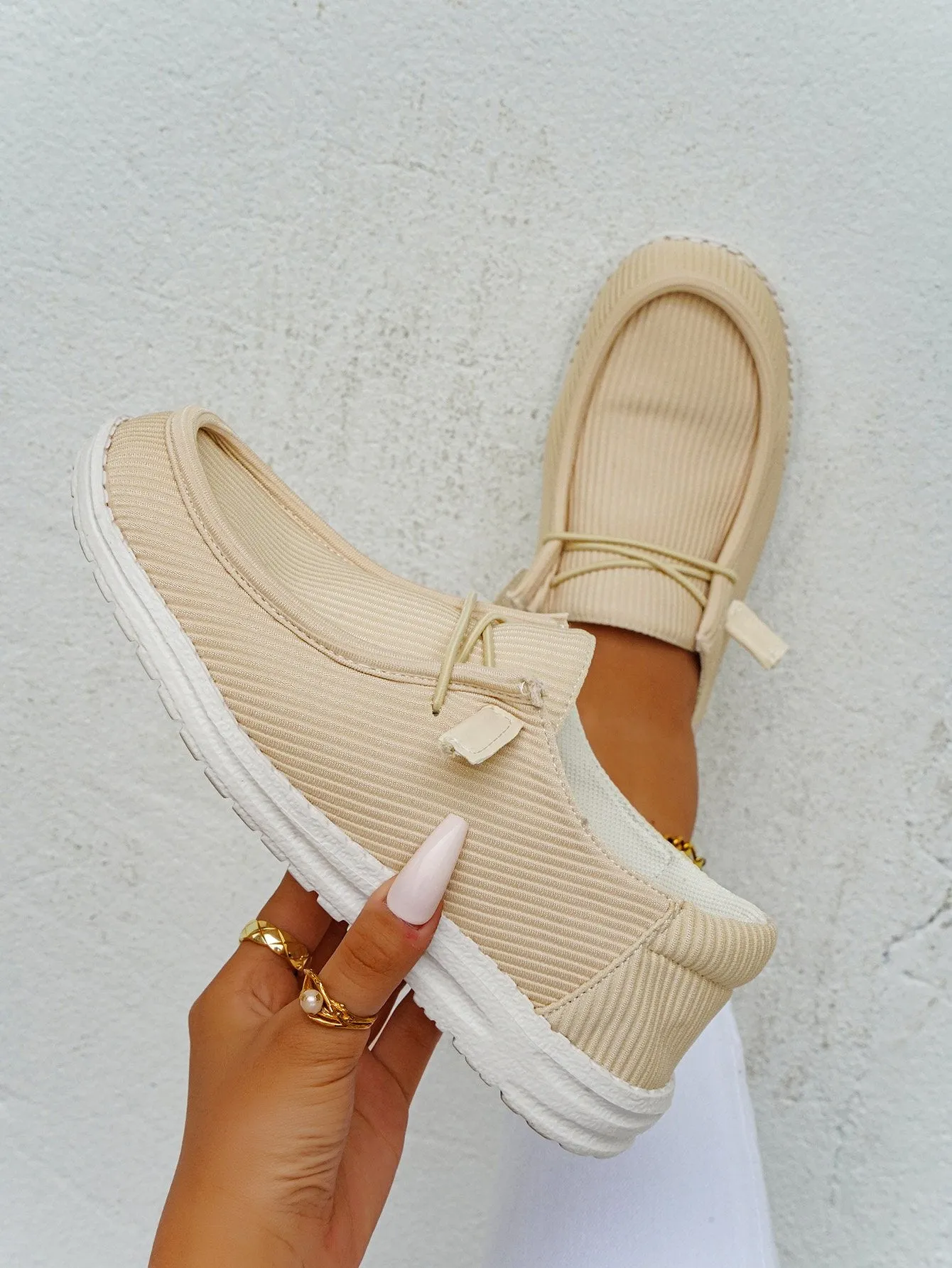 Casual Light Lace Up Flats Canvas Shoes