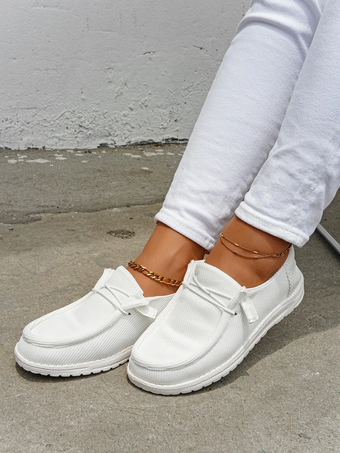 Casual Light Lace Up Flats Canvas Shoes