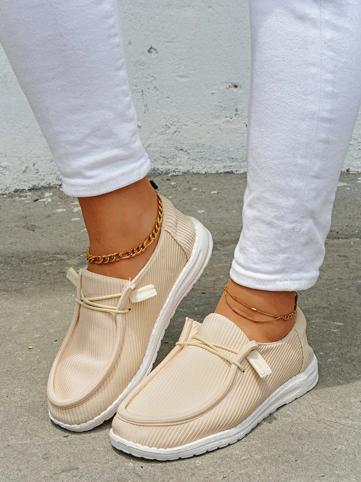 Casual Light Lace Up Flats Canvas Shoes